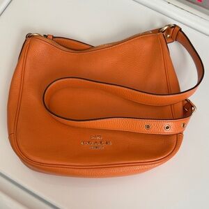 Coach Vibrant Orange Hobo Crossbody Leather Bag GUC
